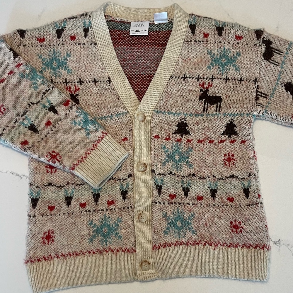 Zara kids long sleeve holiday cardigan